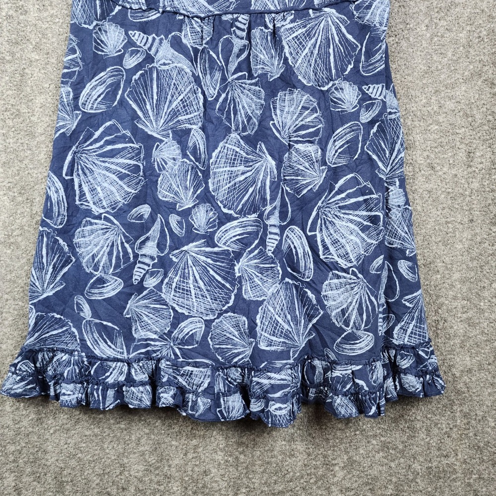 Fresh Produce Dress Women Medium Blue Sea Shell Print Ruffle Hem Coastal Casual - Picture 5 of 6